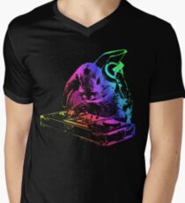 Bunny Neon DJ Men's V-Neck T-Shirt
