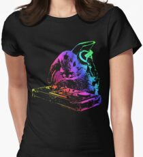 Bunny Neon DJ Women's Fitted T-Shirt
