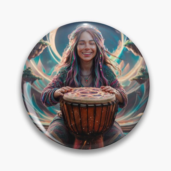 Item preview, Strong Woman DJEMBE HAND DRUMMER Festival Freak Retro Happy Hippie Lady Drumming Percussion Family Band Drum Circle Boho Psychedelic Art  designed and sold by BadassBazaar.