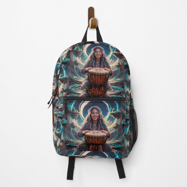 Item preview, Strong Woman DJEMBE HAND DRUMMER Festival Freak Retro Happy Hippie Lady Drumming Percussion Family Band Drum Circle Boho Psychedelic Art  designed and sold by BadassBazaar.