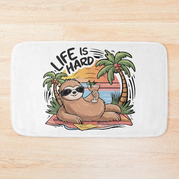 Item preview, Life is hard, Sloth relaxing at the beach designed and sold by HandicraftArt.