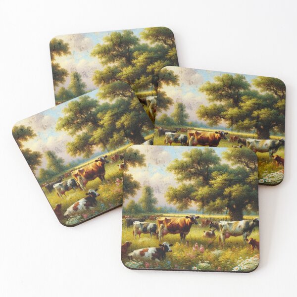 Item preview, Peaceful Cows Standing in a Meadow under a Tree designed and sold by mustardseed-410.