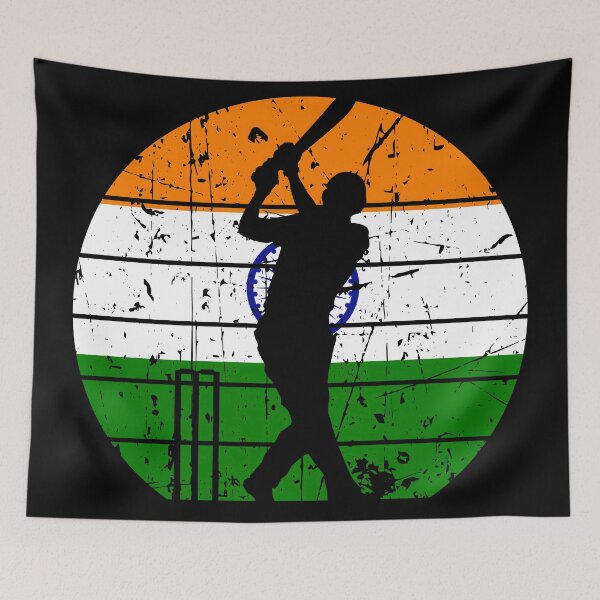 Item preview, India Cricket Batsman’s Against Vibrant India Flag designed and sold by SportsT-Shirts.