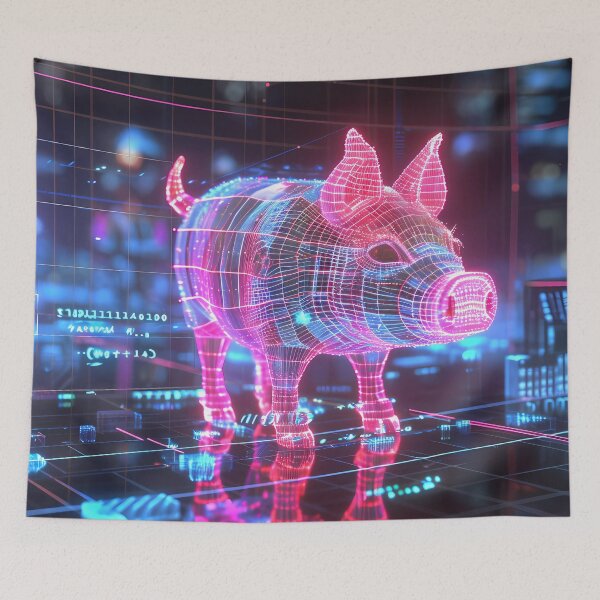 Item preview, "Swine in Shades of Pink: Holographic Delight" designed and sold by Art-Vortex-fr.
