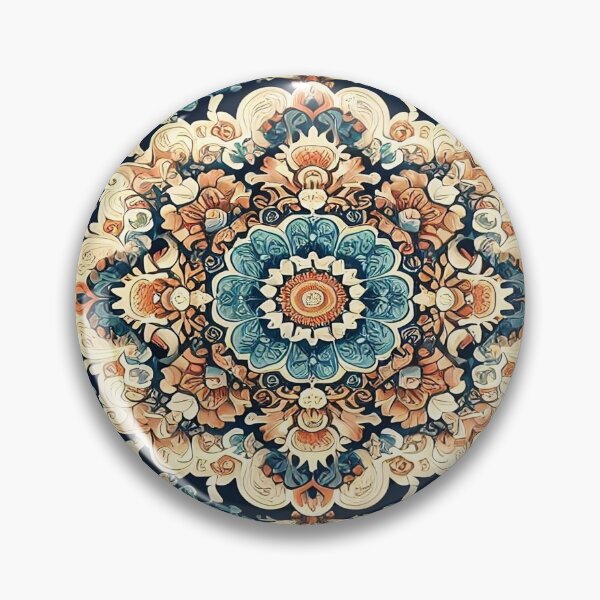 Item preview,  Isfahan Persian Art Rug: Blue, Orange, and Cream Motifs designed and sold by Dshoppin.