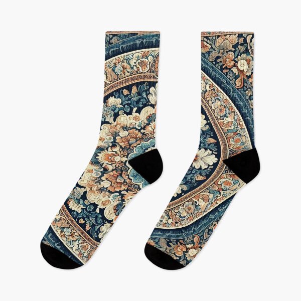 Item preview,  Isfahan Persian Art Rug: Blue, Orange, and Cream Motifs designed and sold by Dshoppin.