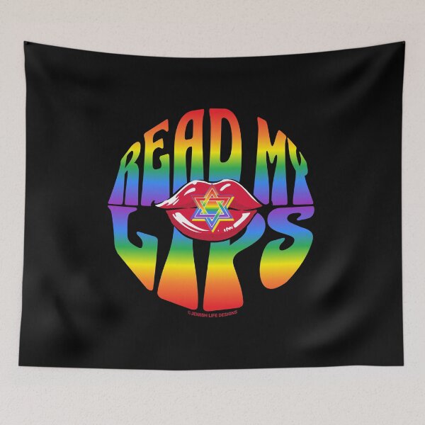 Item preview, SUJD0073 Jewish Designs Read My Lips design with a rainbow colored Star of David symbol designed and sold by JewishDesigns.