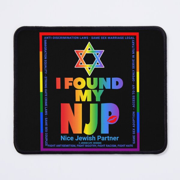 Item preview, SUJD0074 Jewish Designs I Found My NJP or Nice Jewish Partner LGBTQ Love Israel rainbow design shows how Israel protects LGBTQ Rights designed and sold by JewishDesigns.