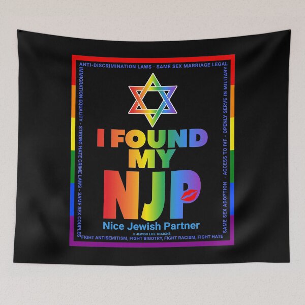 Item preview, SUJD0074 Jewish Designs I Found My NJP or Nice Jewish Partner LGBTQ Love Israel rainbow design shows how Israel protects LGBTQ Rights designed and sold by JewishDesigns.