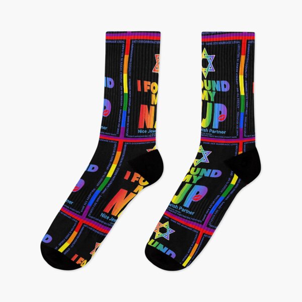 Item preview, SUJD0074 Jewish Designs I Found My NJP or Nice Jewish Partner LGBTQ Love Israel rainbow design shows how Israel protects LGBTQ Rights designed and sold by JewishDesigns.