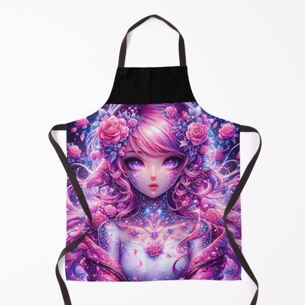 Item preview, Pink purple sparkling glittery floral beautiful anime girl Rose designed and sold by EmeraldeaArt.