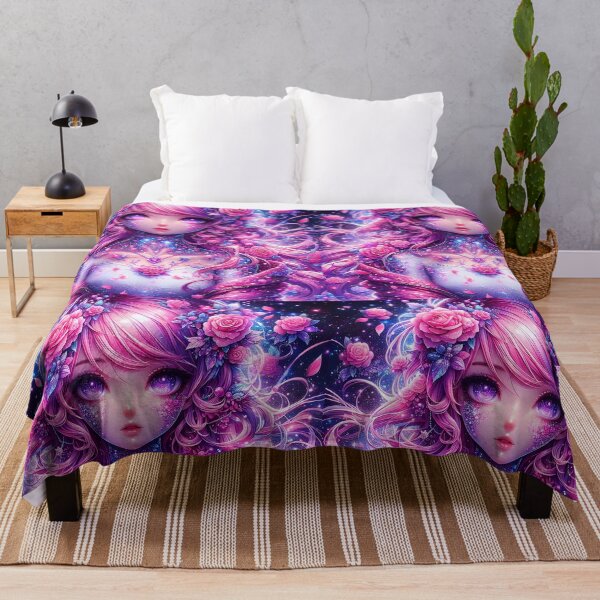 Item preview, Pink purple sparkling glittery floral beautiful anime girl Rose designed and sold by EmeraldeaArt.