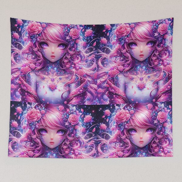 Item preview, Pink purple sparkling glittery floral beautiful anime girl Rose designed and sold by EmeraldeaArt.