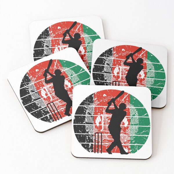 Item preview, Cricket Batsman with Afghanistan Flag designed and sold by SportsT-Shirts.