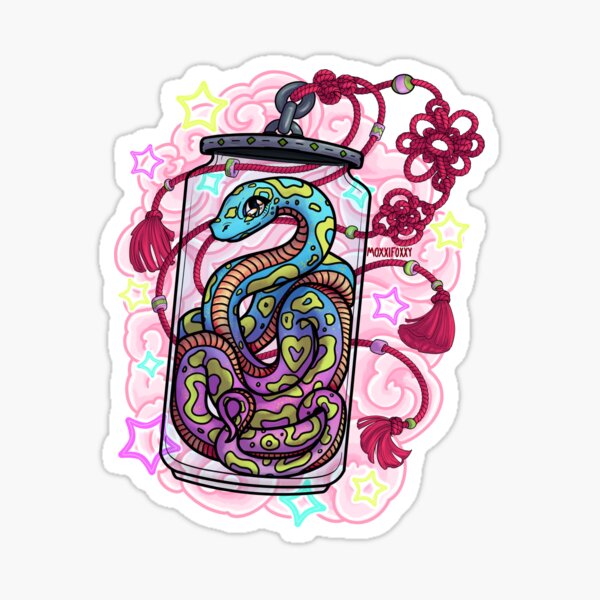 Snake in Jar with Red String Sticker