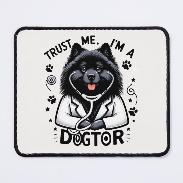 Item preview, Keeshond Dogtor - Funny Pet Portrait of Trust Me Dog Doctor designed and sold by Woof-n-Wear.
