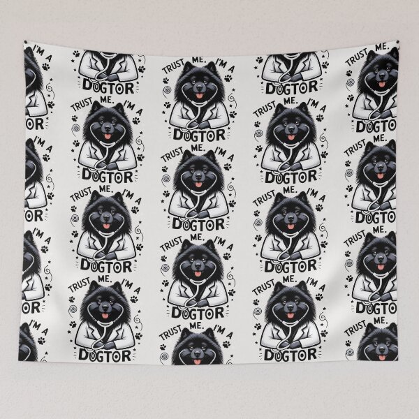 Item preview, Keeshond Dogtor - Funny Pet Portrait of Trust Me Dog Doctor designed and sold by Woof-n-Wear.