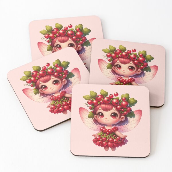 Item preview, Cassis Fairy with Red Currants and Wings Manga Anime Kawaii Chibi Girl Fruits Tropical Summer designed and sold by Annika Shurafa.