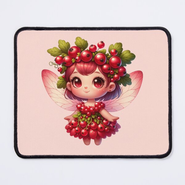 Item preview, Cassis Fairy with Red Currants and Wings Manga Anime Kawaii Chibi Girl Fruits Tropical Summer designed and sold by Annika Shurafa.