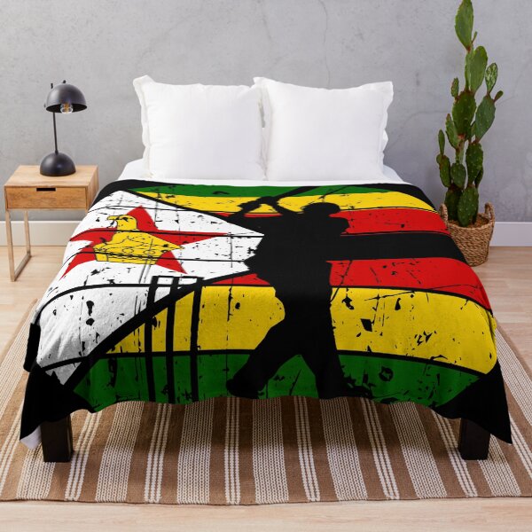 Item preview, Cricket Batsman Silhouette Zimbabwe Flag designed and sold by SportsT-Shirts.