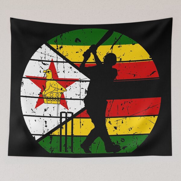 Item preview, Cricket Batsman Silhouette Zimbabwe Flag designed and sold by SportsT-Shirts.
