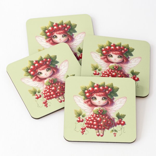 Item preview, Cute Cassis Fairy with Red Currants and Wings Manga Anime Girl designed and sold by Annika Shurafa.