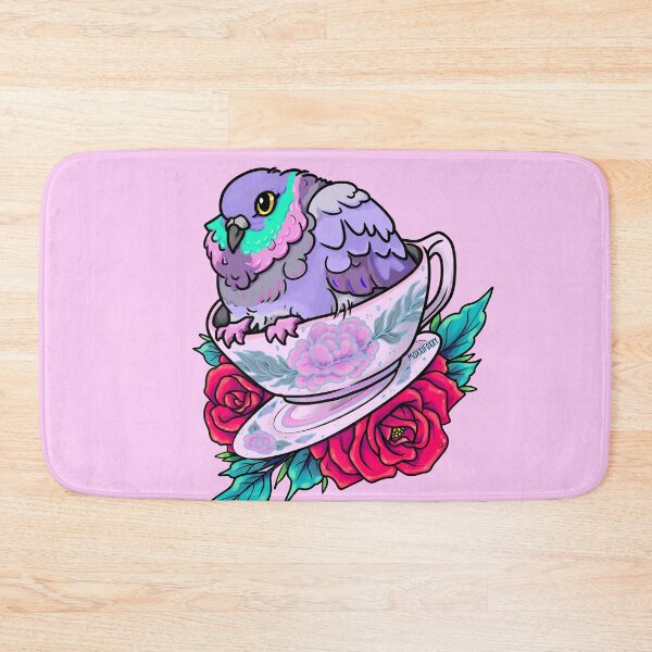 Item preview, Pigeon  in a Tea Cup, Fluffy with Red Roses designed and sold by MoxxiFoxxy.