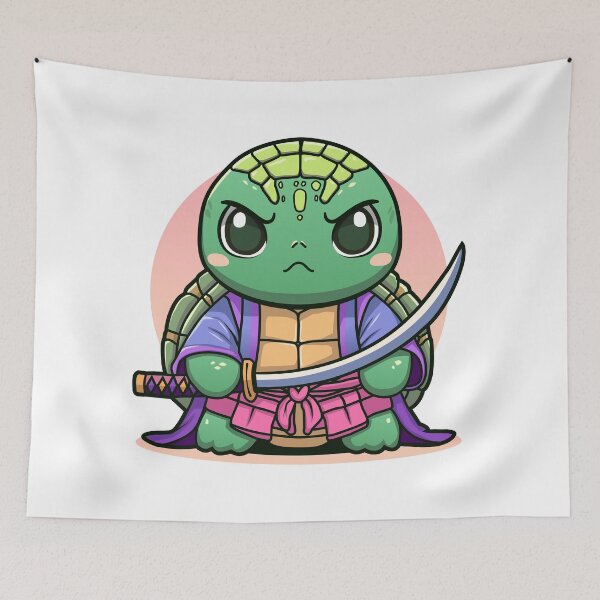 Item preview, Cute Samurai Turtle, turtle warrior, kawaii style illustration designed and sold by Dizartico.