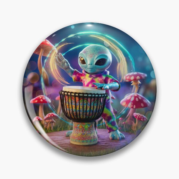Item preview, ALIEN DJEMBE DRUMMER Music Festival Tribal Spaced Out of this World Trippy Percussion Pal Drum Circle HAND Drum Celebration Psychedelic Art  designed and sold by BadassBazaar.