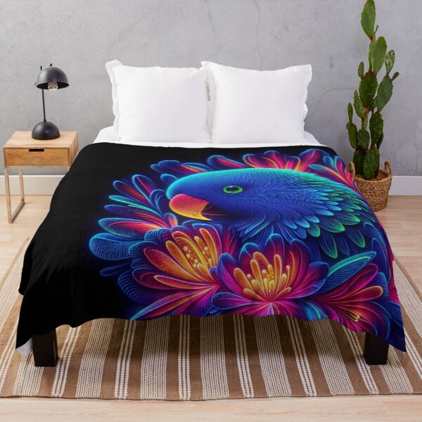 Item preview, Radiant Eclectus Parrot with Floral Accents designed and sold by LyssasMindArt.