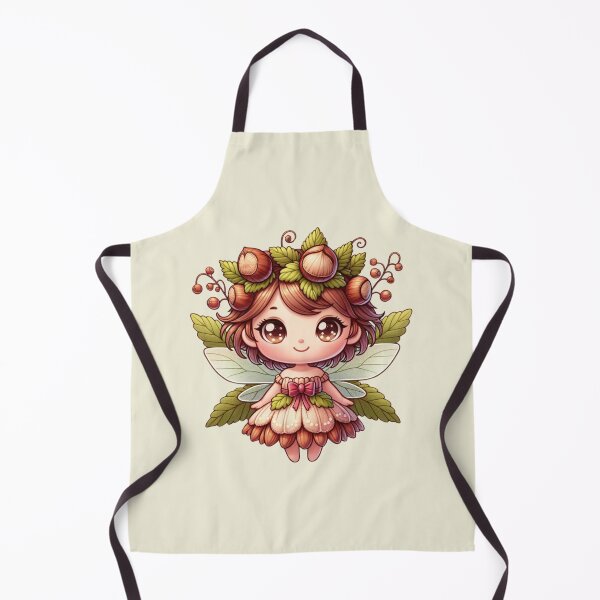 Item preview, Hazelnut Fairy with Green Leaves Wings Chibi Girl Anime Manga Kawaii Nature Nuts Forest Fruits designed and sold by Annika Shurafa.