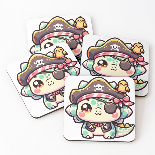 Item preview, Cute Kawaii Pirate Baby Dinosaur 2 designed and sold by Redblackman.