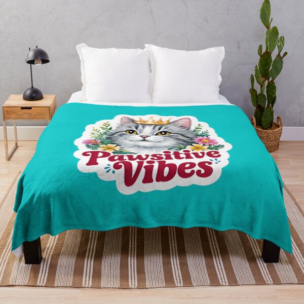 Item preview, Pawsitive Vibes Cute Cat Quote With Flowers designed and sold by TheArtOfPat.