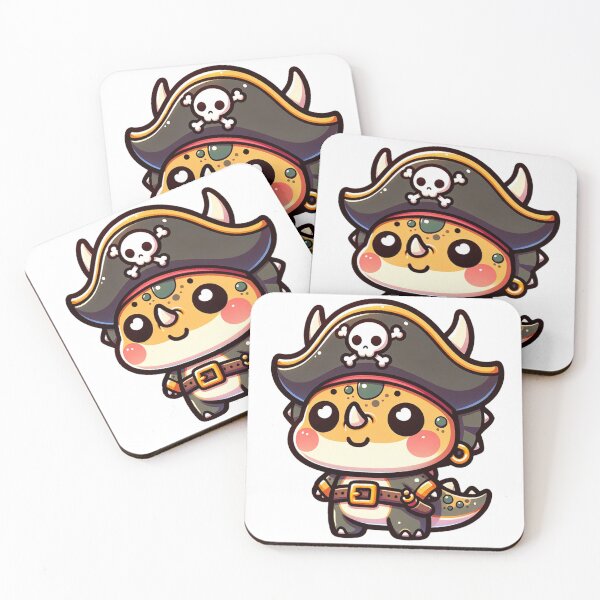 Item preview, Cute Kawaii Pirate Baby Dinosaur 5 designed and sold by Redblackman.
