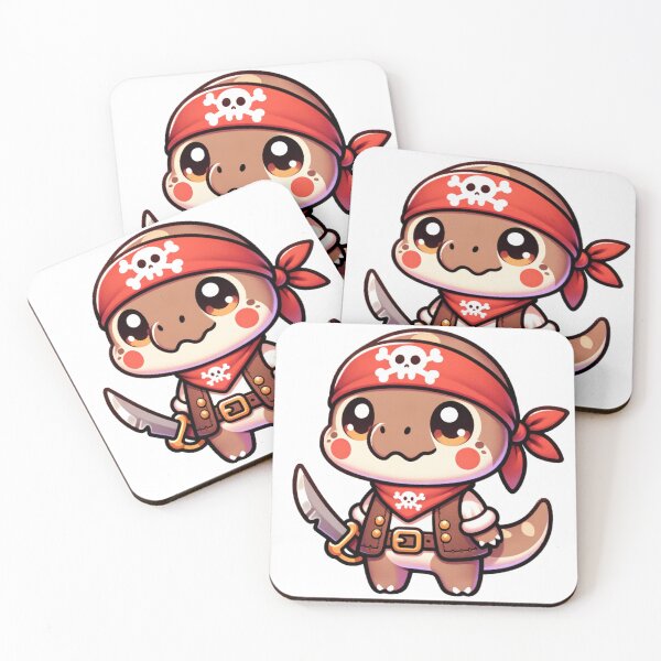 Item preview, Cute Kawaii Pirate Baby Dinosaur 6 designed and sold by Redblackman.