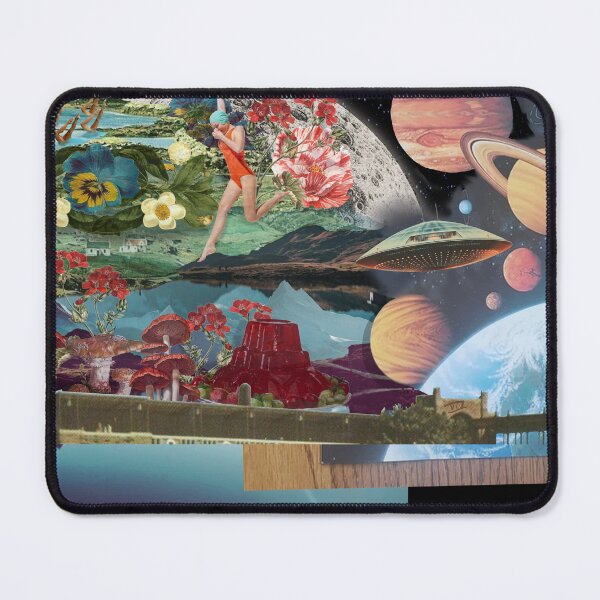 Item preview, 'Leap of Faith' Vintage Space Collage ft. UFO, Jelly, Planets, Flowers + Mushrooms designed and sold by Venus-in-Virgo.