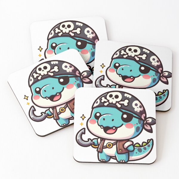 Item preview, Cute Kawaii Pirate Baby Dinosaur 7 designed and sold by Redblackman.