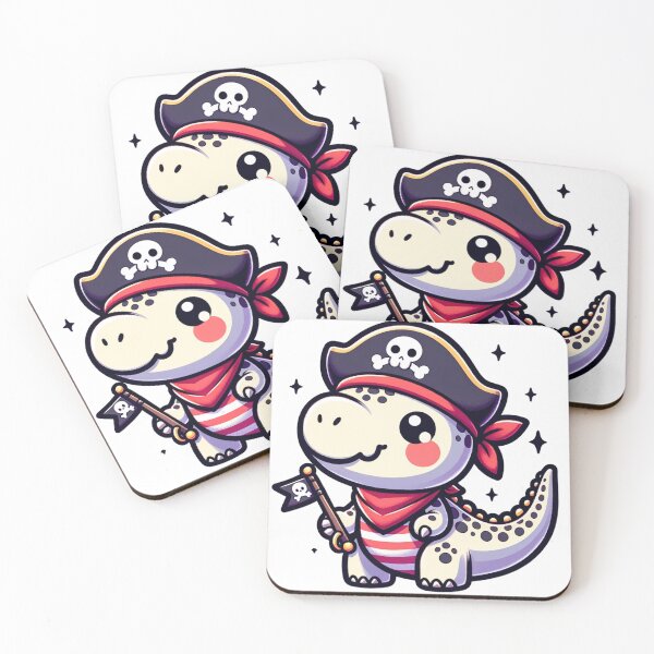 Item preview, Cute Kawaii Pirate Baby Dinosaur 8 designed and sold by Redblackman.