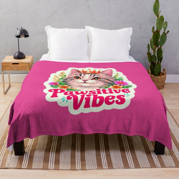 Item preview, Pawsitive Vibes Cute Cat Quote With Flowers designed and sold by TheArtOfPat.