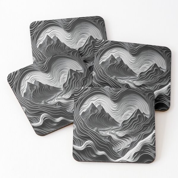 Item preview, Black and White Heart Topographic Art – Intricate Geometric Design 41305 designed and sold by Zenovation.