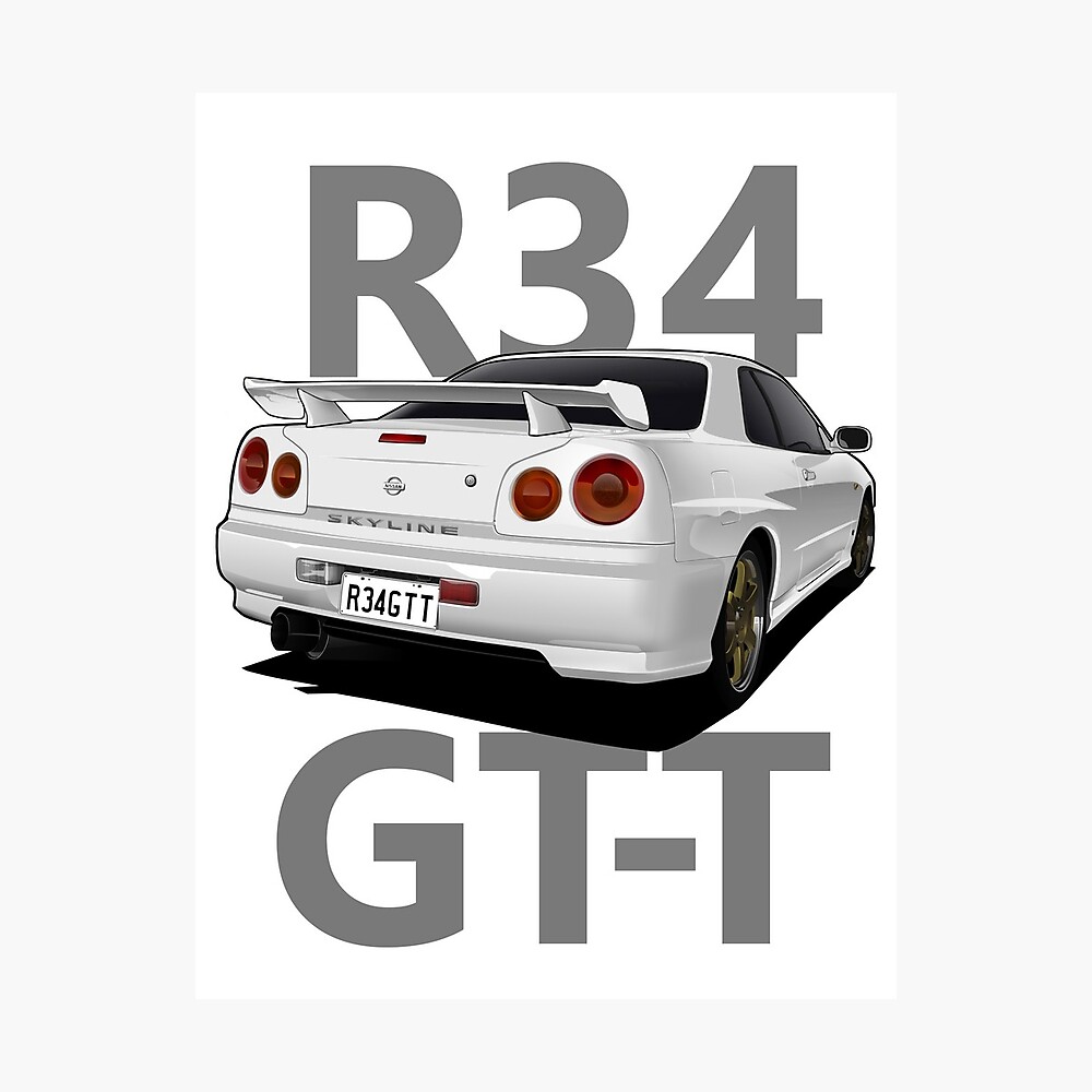 Nissan Skyline R34 Gt T Metal Print By Art Vand3lay Redbubble