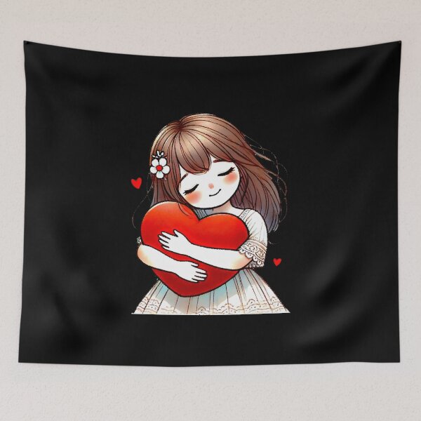 Item preview, Adorable Girl Hugging Heart - Self Love Inspirational designed and sold by Simplystik.
