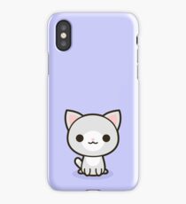 Kawaii grey and white cat iPhone Case