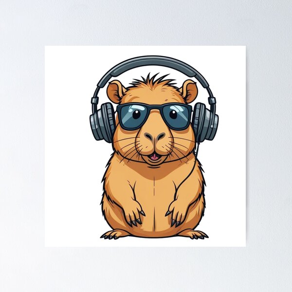 Item preview, Cool Capybara Wearing Headphones designed and sold by TheAnimalZ00.