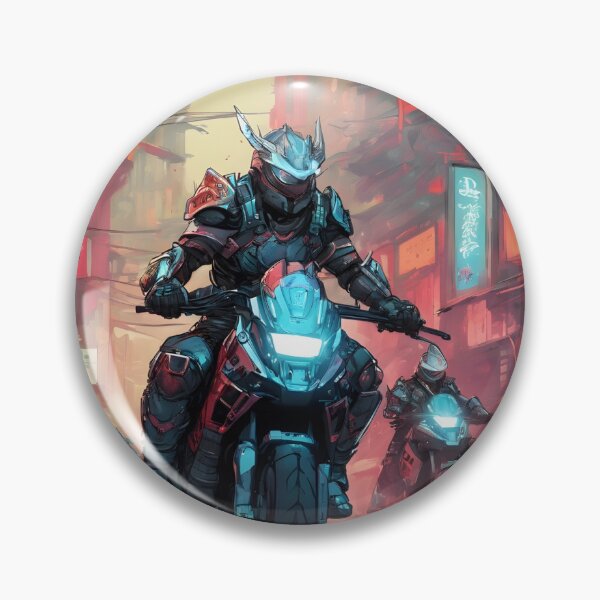 Item preview, futuristic samurai riders speeding through a neon-lit, cyberpunk  designed and sold by Thaivi Design.