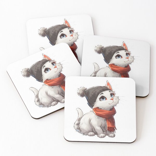 Item preview, Adorable white cat cartoon stickers with black outline designed and sold by tjnextgen99.