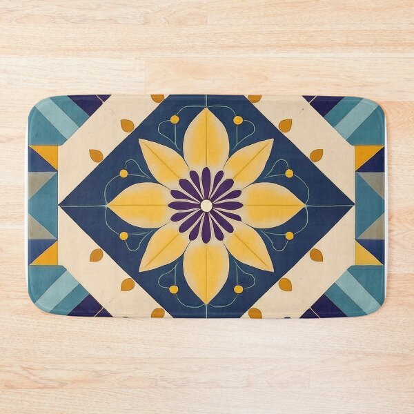Item preview, A colorful geometric design with a central flower motif. The flower has yellow petals and a purple center designed and sold by homydesign.