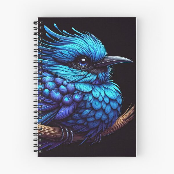 Item preview, A vibrant blue bird, its intricate feather patterns set against a black background designed and sold by homydesign.