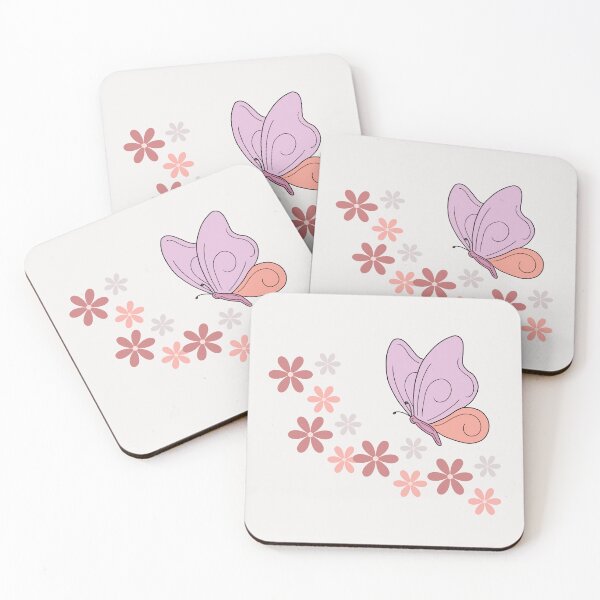 Item preview, Peach purple butterfly floral art designed and sold by Kinkalow.
