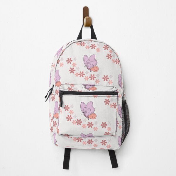 Item preview, Peach purple butterfly floral art designed and sold by Kinkalow.